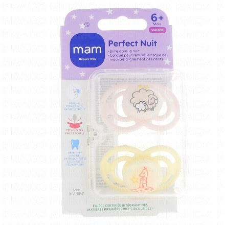 MAM Sucettes +6 mois perfect nuit silicone (animaux)