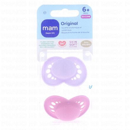 MAM Sucettes Original silicone 6+ mois (rose / violet)