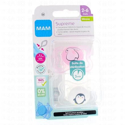 MAM Duo Sucettes 2-6 mois Supreme silicone REF26 (animaux)