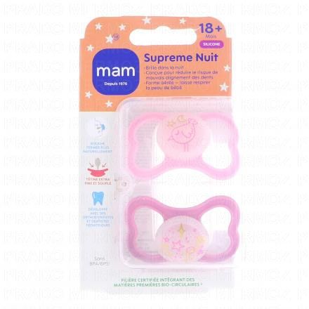MAM Supreme - Sucettes anatomiques silicone nuit +18mois X2