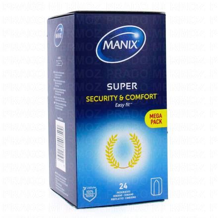 MANIX SUPER Security & Comfort - Pr&eacute;servatifs easy fit (boite de 24 pr&eacute;servatifs)