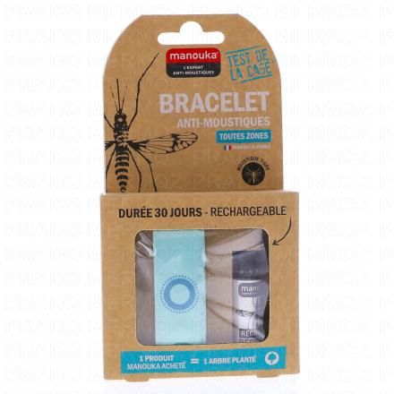 MANOUKA Bracelet anti-moustique Adulte + 1 recharge 6ml (turquoise)
