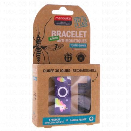 MANOUKA Bracelet anti-moustique Junior + 1 recharge 6ml (licornes)