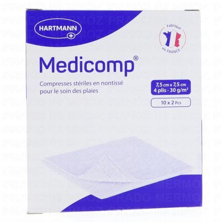 MEDICOMP Compresse non-tiss&eacute; (10 sachets de 7,5cmx7,5cm)