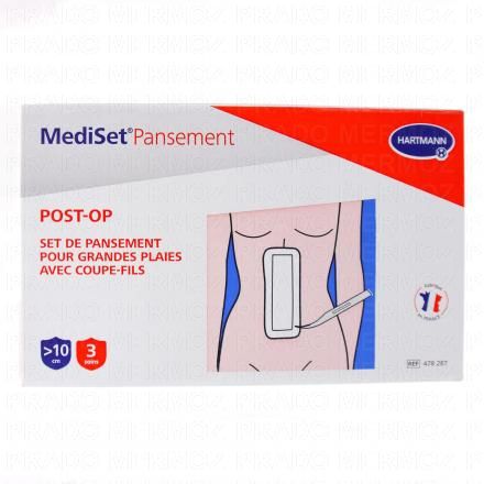 MEDISET PANSEMENT Post-Op Set de Pansement pour grandes plaies avec coupe-fils