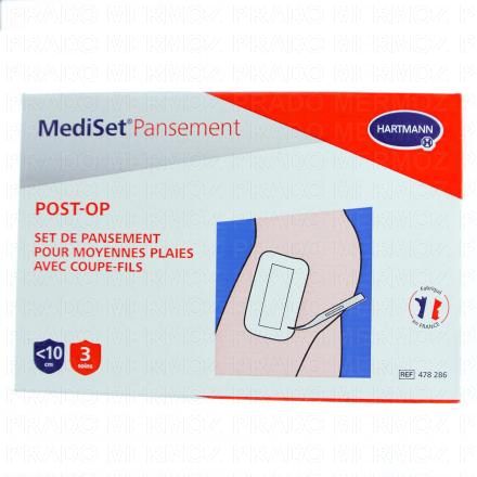 MEDISET PANSEMENT Post-Op Set de Pansement pour moyennes plaies avec coupe-fils