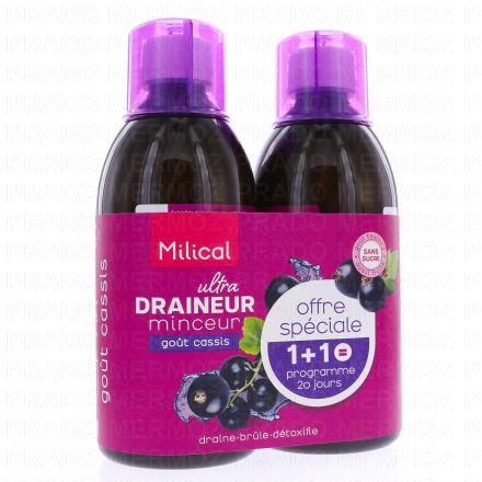 MILICAL Draineur ultra minceur saveur cassis lot de 2*500ml