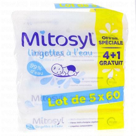 MITOSYL Lingettes à l'eau (5 paquets de 60 lingettes)