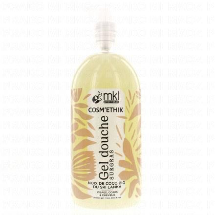 MKL Cosm'Ethik - Shampooing douche noix de coco du sri lanka cheveux visage et corps flacon pompe 1l