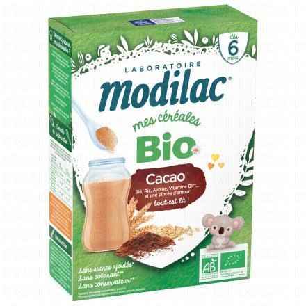 MODILAC Mes c&eacute;r&eacute;ales Bio Cacao d&egrave;s 6 mois 250g