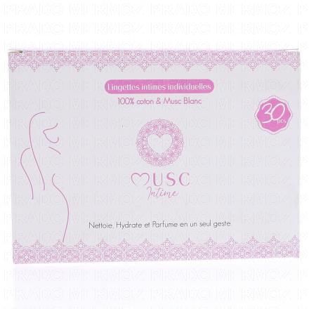 MUSC INTIME L'irr&eacute;sistible - Lingettes intimes musc blanc (bo&icirc;te de 30 sachets individuels)