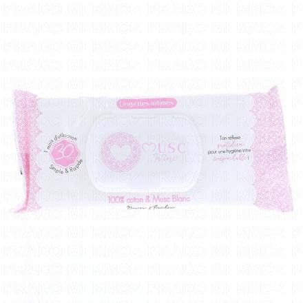 MUSC INTIME L'irr&eacute;sistible - Lingettes intimes musc blanc (paquet de 30 lingettes)