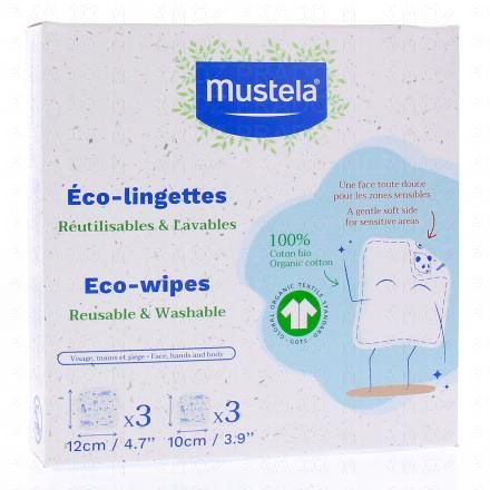 MUSTELA Kit &eacute;co-lingettes r&eacute;utilisables et lavables (recharge 2x3 lingettes)