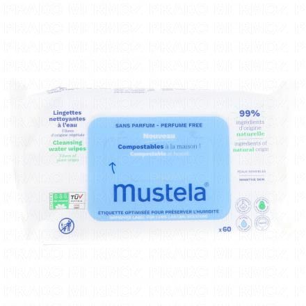MUSTELA lingettes &agrave; l'eau bio x60