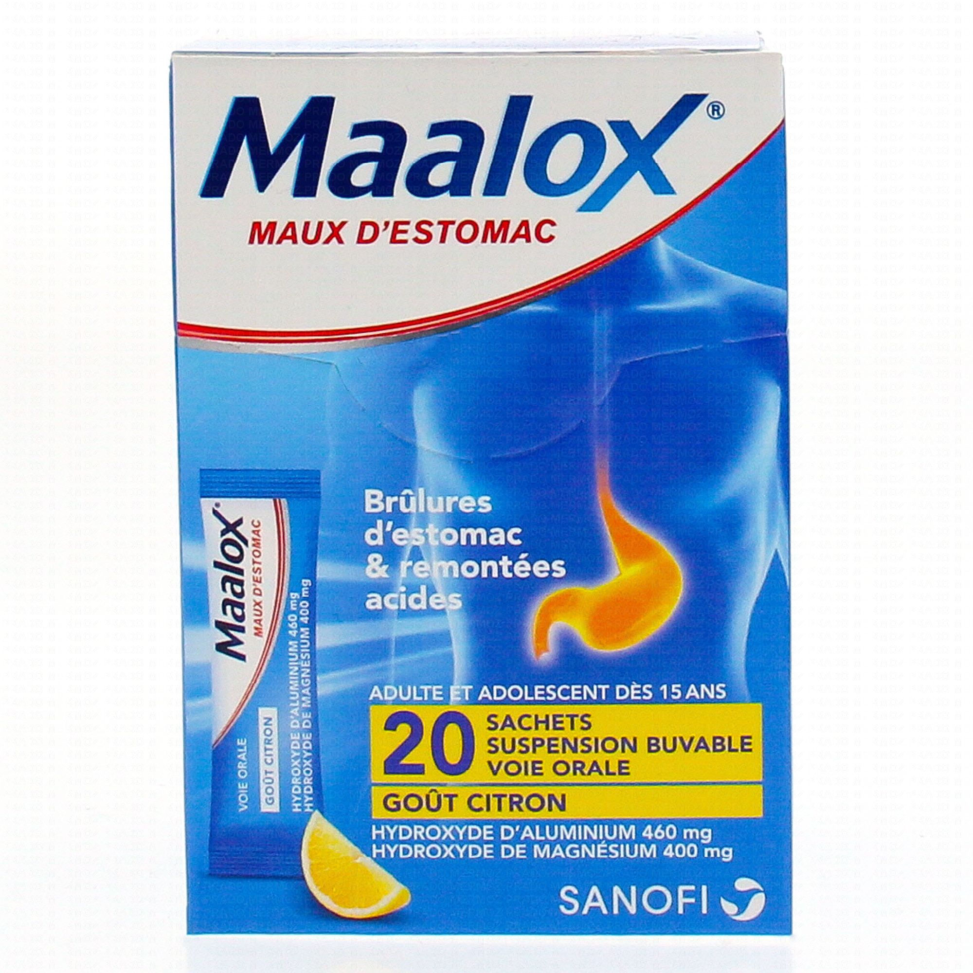 Maalox maux d'estomac boîte de 20 sachets-doses - Médicament conseil ...
