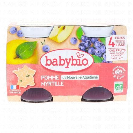 BABYBIO Fruits - Petits pots Pomme / Myrtille d&egrave;s 4 mois 2x130g