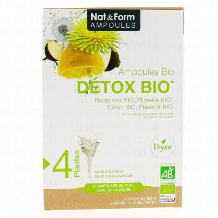 NAT & FORM Ampoules - D&eacute;tox bio 20 ampoules de 10ml