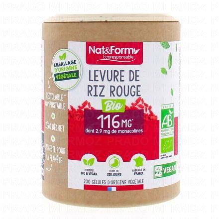 NAT&FORM Ecoresponsable - Levure de Riz Rouge Bio 200 g&eacute;lules