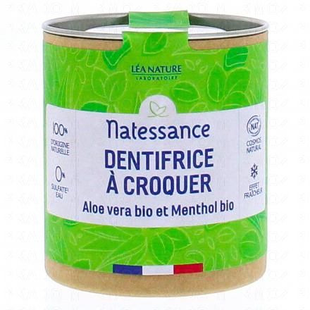 NATESSANCE Dentifrice &agrave; croquer aloe vera et menthe bio x80
