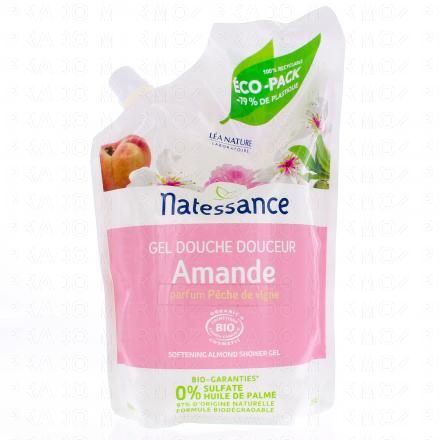 NATESSANCE Gel douche amande parfum p&ecirc;che de vigne bio (eco recharge 650ml)
