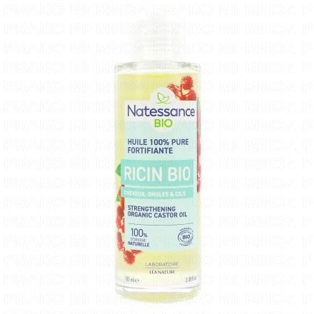 NATESSANCE Huile de ricin bio fortifiante et r&eacute;g&eacute;n&eacute;rante cheveux et ongles flacon 100ml