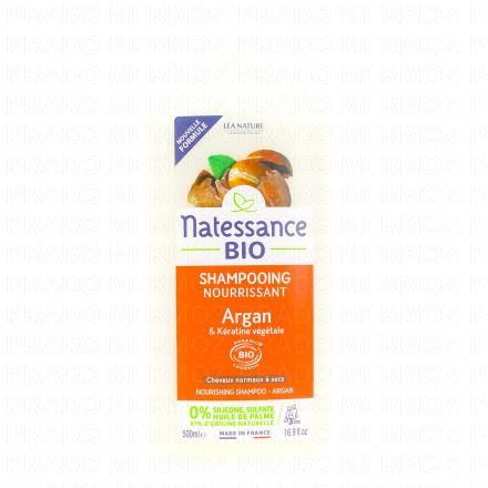 NATESSANCE Shampooing nourrissant argan & k&eacute;ratine v&eacute;g&eacute;tale flacon 500ml