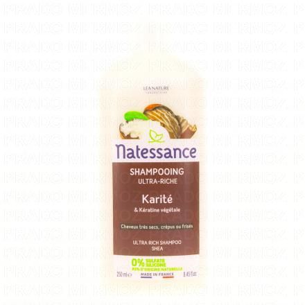 NATESSANCE Shampooing ultra nourrissant karit&eacute; et k&eacute;ratine v&eacute;g&eacute;tale flacon 250ml