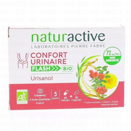 NATURACTIVE Confort Urinaire Flash Bio Urisanol 10 g&eacute;lules + 10 capsules