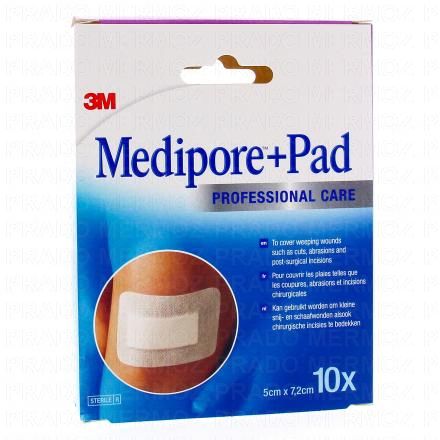 3M Medipore + Pad - Pansement 5cmx7.2cm boite de 10
