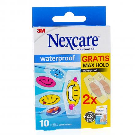 NEXCARE Pansements waterproof smiley x10 + 2 pansements max hold Gratuit