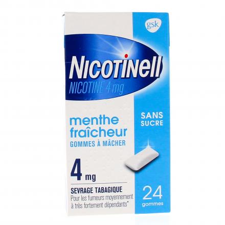 NICOTINELL menthe fraicheur 4 mg sans sucre (24 gommes)