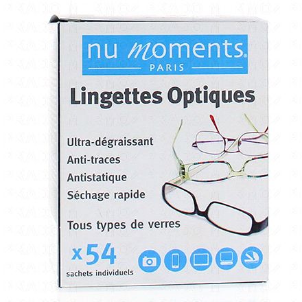 NU MOMENTS Lingettes optiques (54 sachets individuels)