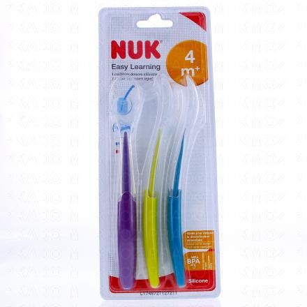 NUK Easy learning - Cuill&egrave;res douces silicone +4mois (lot de 3)