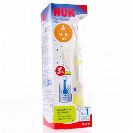 NUK First Choice+ - Biberon 1er &acirc;ge 0-6mois 300ml (sp&eacute;ciale nuit phosphorescent 8h)