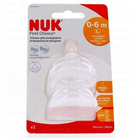 NUK First Choice - T&eacute;tines physiologiques pour biberon 0-6mois (taille l)