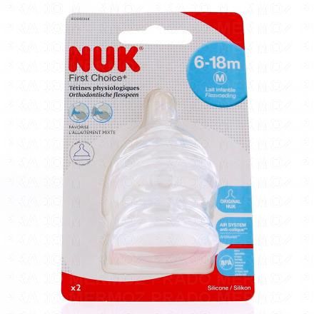 NUK First Choice T&eacute;tines physiologiques 6-18mois Taille M x2