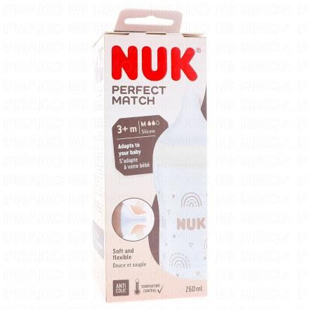 NUK Perfect Match - Biberon +3 mois 260 ml (blanc)