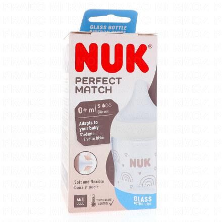 NUK Perfect Match - Biberon en Verre Taille 1 naissance 120ml