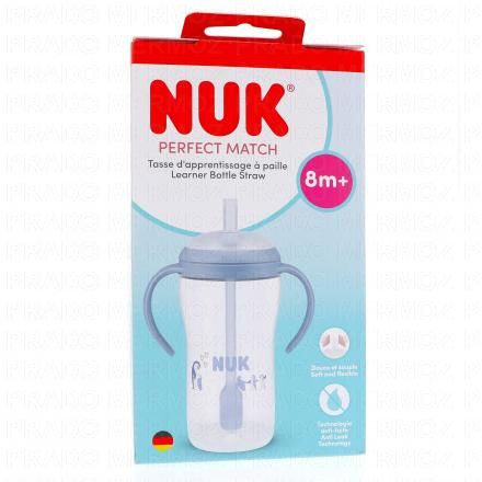 NUK Perfect Match - Tasse d'apprentissage paille dès 8mois 260ml (bleu)