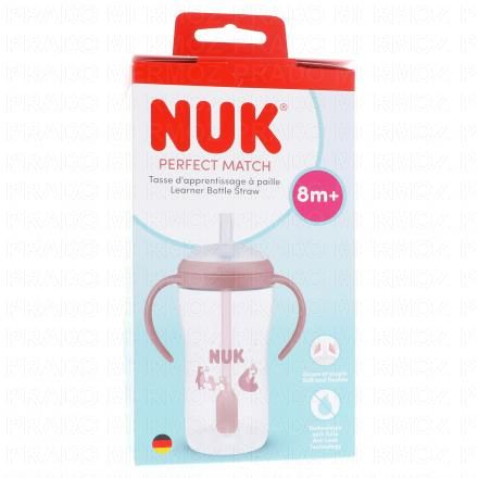 NUK Perfect Match - Tasse d'apprentissage paille d&egrave;s 8mois 260ml (rose)