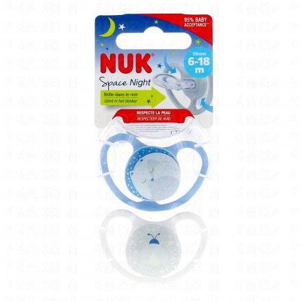 NUK Space Night Sucettes perfectionn&eacute;es 6-18 mois x2 (bleu)