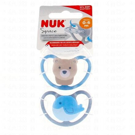 NUK Space Sucettes 0-6 mois Chat+H&eacute;risson