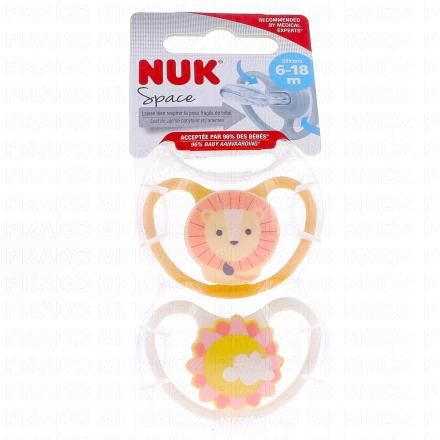 NUK Space - Sucettes Physiologiques Silicones 6-18 mois (gar&ccedil;on)