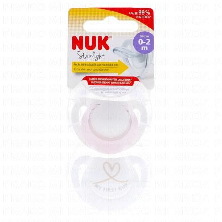 NUK Starlight Sucettes 0-2 mois (rose)
