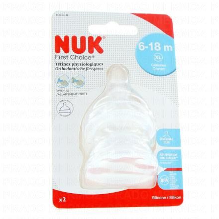 NUK First choice - T&eacute;tine physiologiques 6-18 mois taille XL