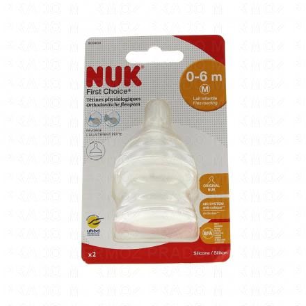 NUK First Choice - T&eacute;tines physiologiques pour biberon 0-6mois (taille m)