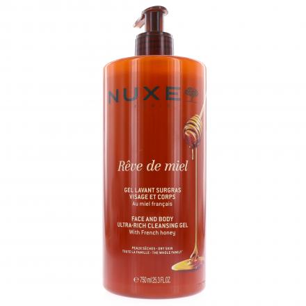 NUXE Rêve de miel gel lavant surgras visage corps (flacon pompe 750ml)