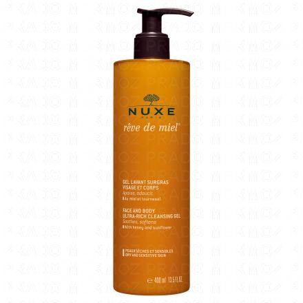 NUXE Rêve de miel gel lavant surgras visage corps (flacon pompe 400ml)