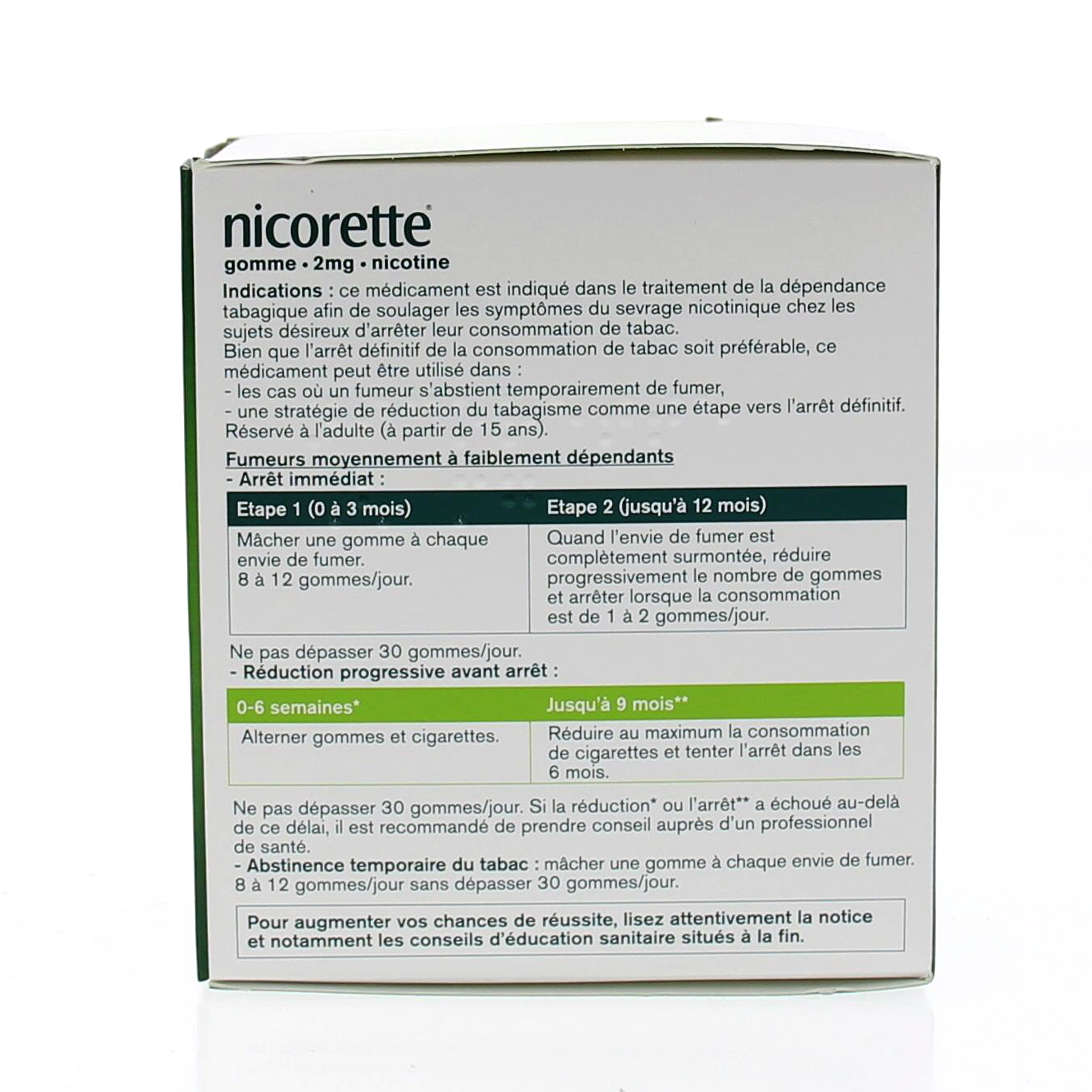 nicorette 2mg gommes à mâcher permet de réduire progressivement la  dépendance à la nicotine