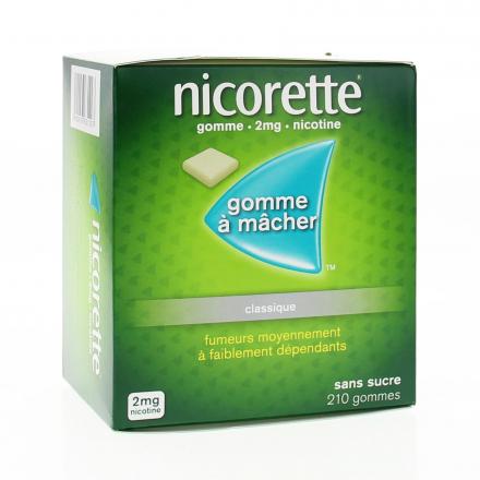 NICORETTE 2 mg sans sucre (boîte de 210 gommes)